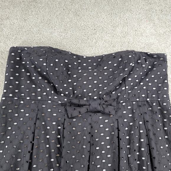 Torrid Womens Eyelet Top 20 Black Strapless Balloon Hem Lined Pleated - Picture 9 of 12